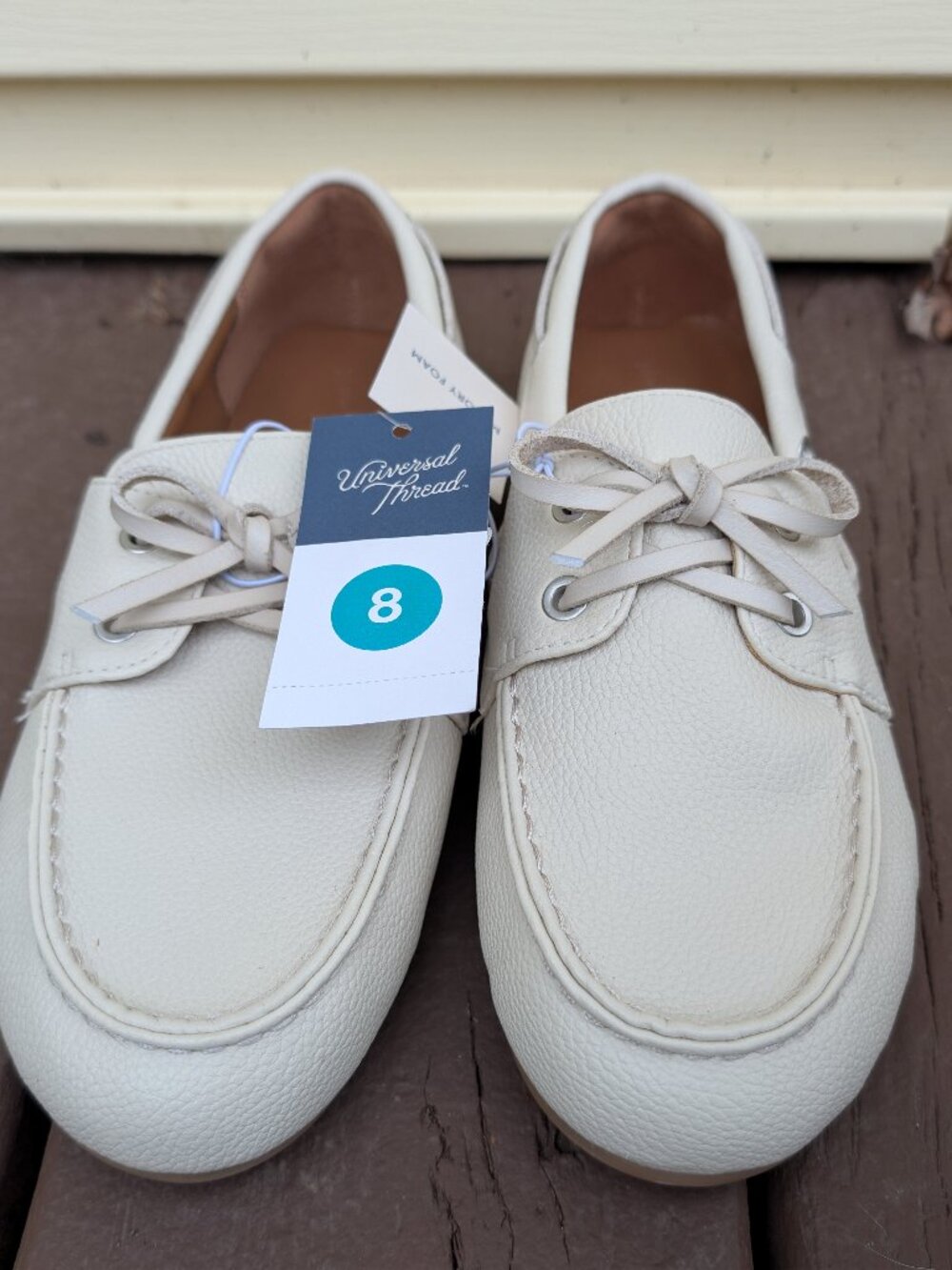 Women's Midge Boat Shoe Flats Memory Foam Insole Universal Thread Off-White 8
